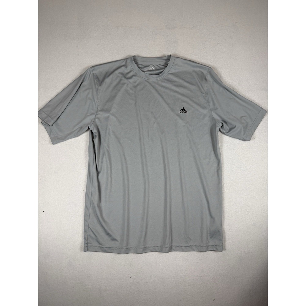Adidas Mens Short Sleeve Athletic Shirt XL Grey Performance Workout Gym Top